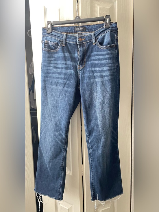 Judy Blue Denim - Judy Blue Dark Indigo Cropped Frayed Hem Jeans